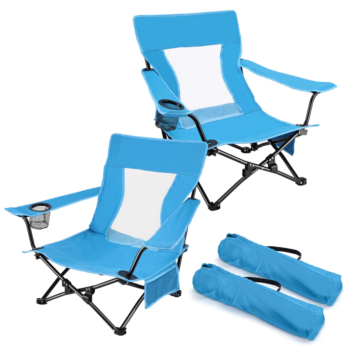 Joyfair Beach Camping Chair (2 Pack), Folding Chair for Adults (Blue)