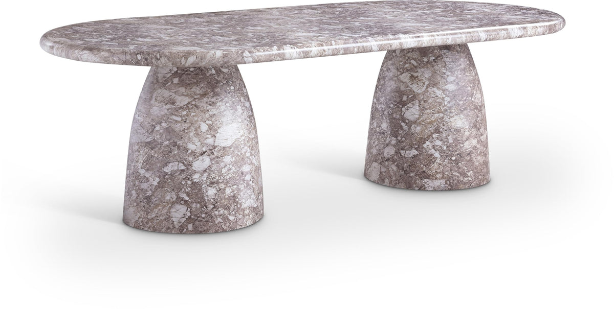 Meridian Furniture 702Brown-T Cosenza Collection Art Deco 78" Indoor/Outdoor Concrete Dining Table with Brown Marble Finish, 78" W x 44.5" D x 30" H, Brown