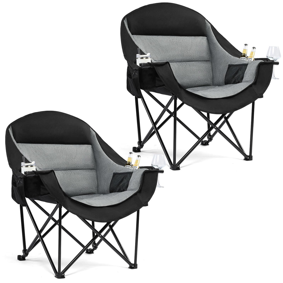 Oversized Camping Chairs for Adults - Heavy Duty Padded Outdoor Camp Chair