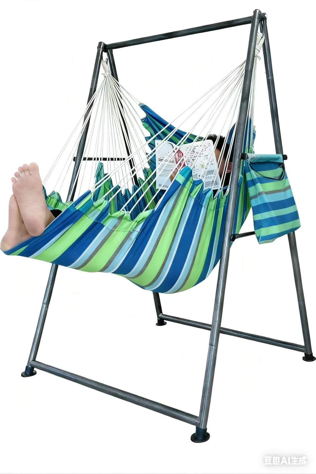 Hammock Chair Stand with X-Large Swing Chair with Footrest，Anti-Tip Thickened Weather-Resistant Iron Pipe Swing Frame, 450Lbs Stand Capacity Quick Assembly for Indoor Outdoor (Dark Grey)