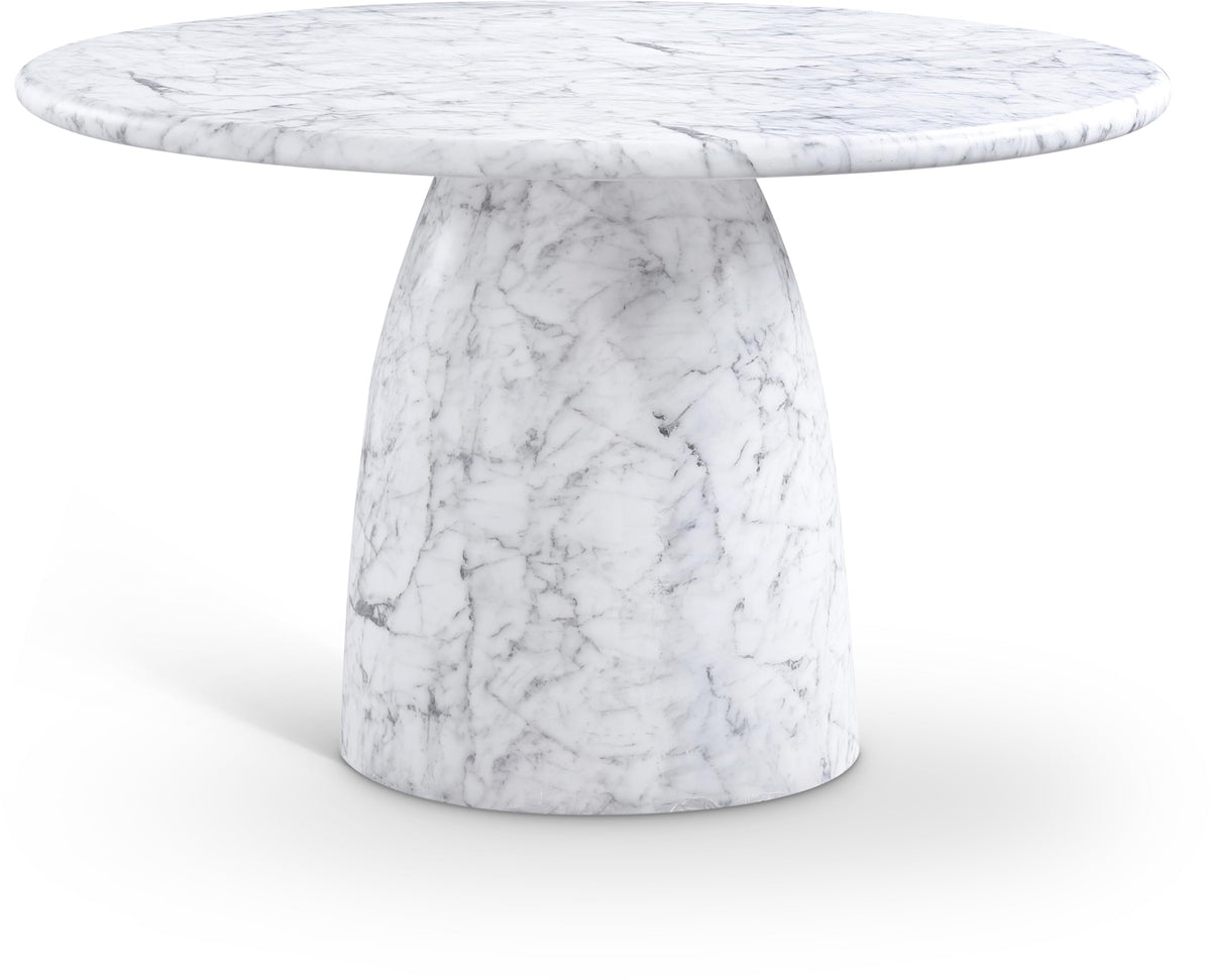 Meridian Furniture Cosenza Collection Art Deco 36 in Indoor/Outdoor Concrete Dining Table in Travertine Finish