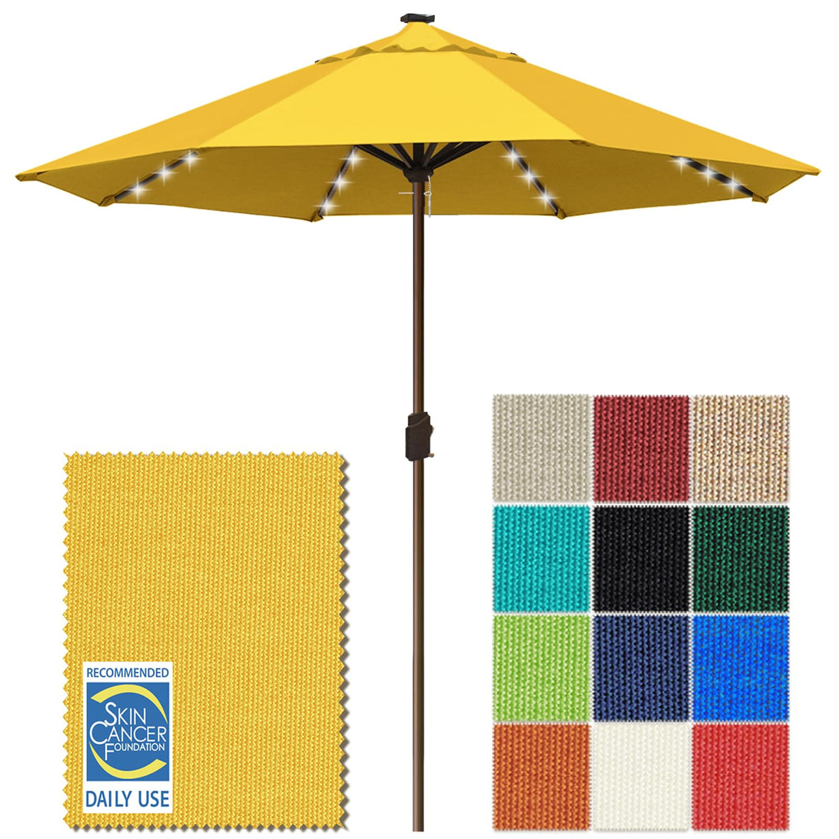 EliteShade USA 10-Year-Non-Fading 9ft 3-Tier Market Patio Umbrella, Commercial Table Umbrella with 80 Solar LED Lights, Crank Open, Windproof & UPF 50+ UV Protection for Garden, Deck, Pool, Backyard, Heather Beige