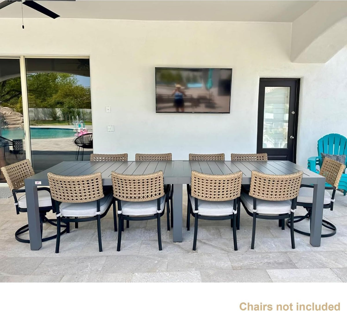 PURPLE LEAF Patio Dining Table for 10, All Aluminum Frame Height Adjustable