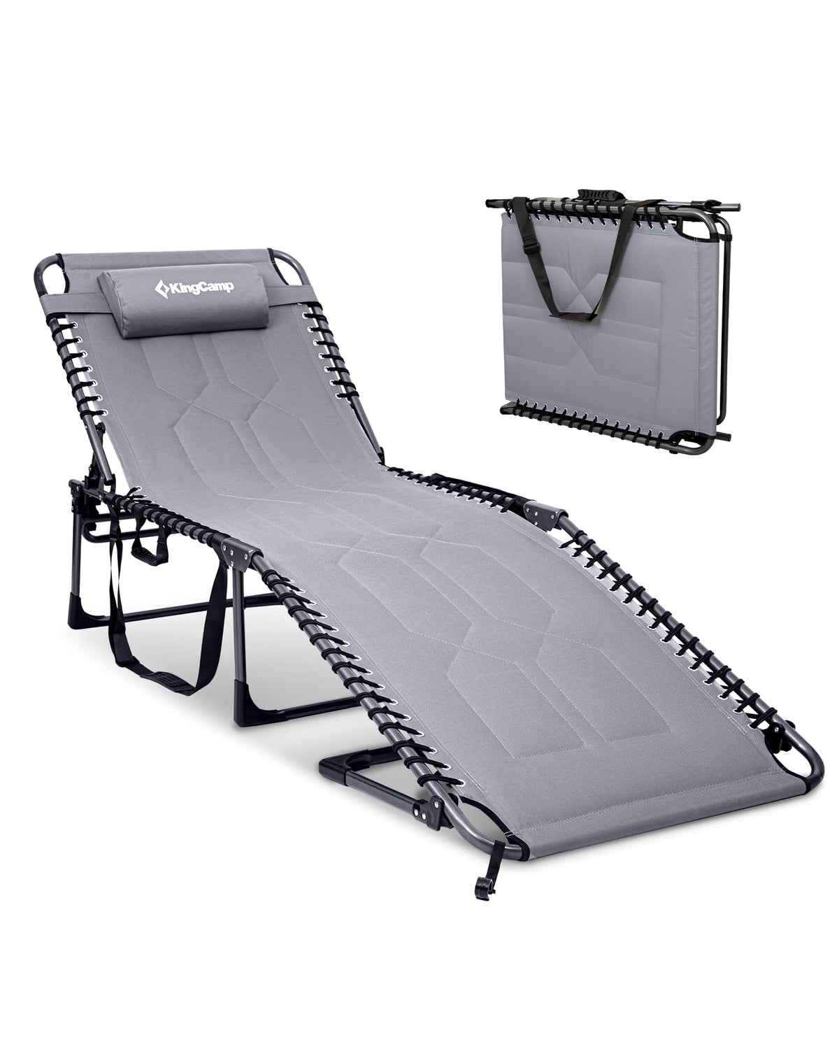 KingCamp Oversized Padded Lounge Chair 440lbs Tanning Chair, Grey