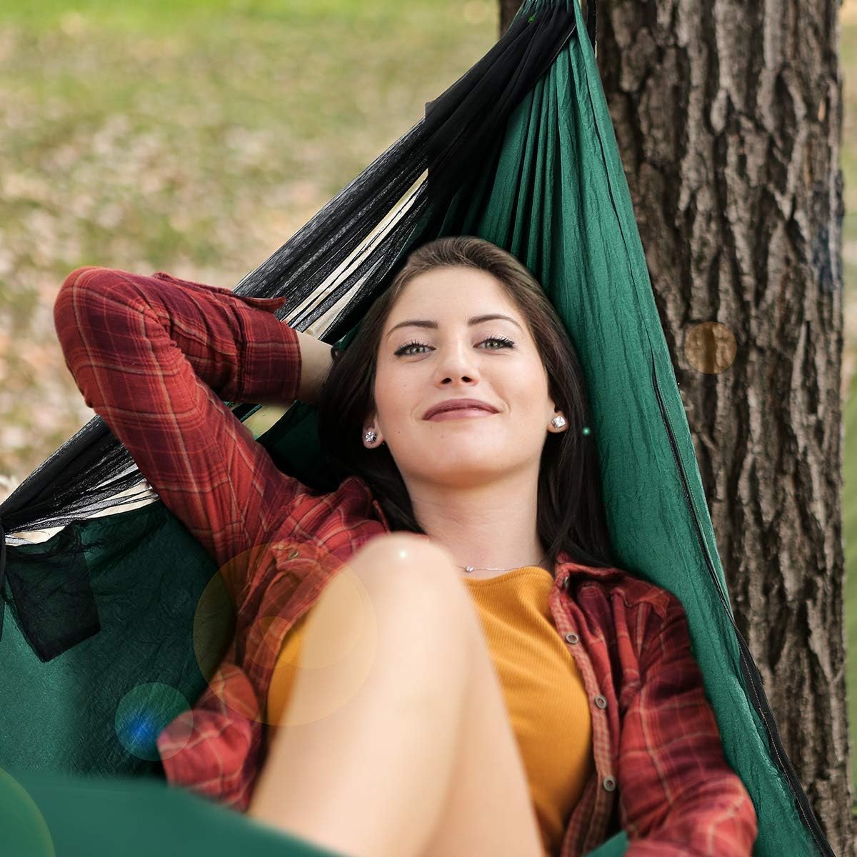 Covacure Camping Hammock, 772 lbs Capacity Double Hammock - Dark Green