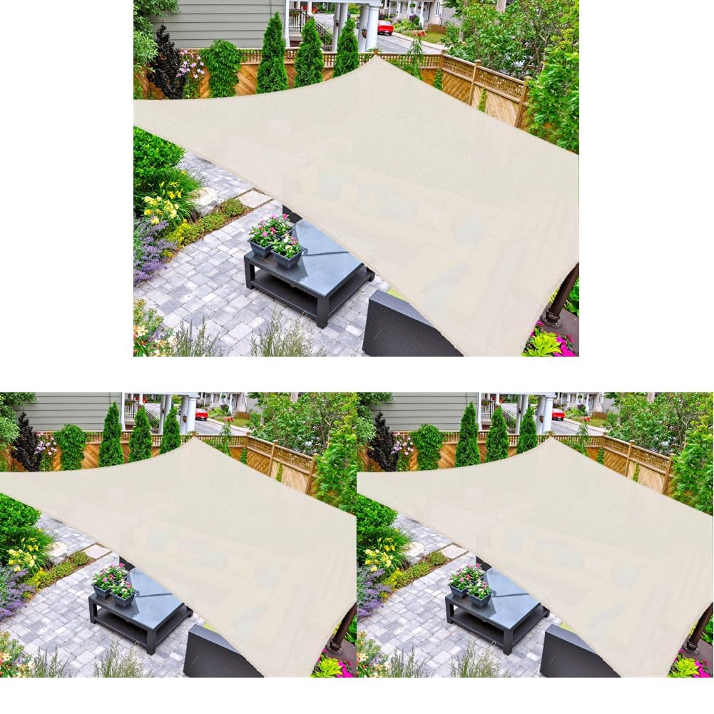 AsterOutdoor Sun Shade Sail Rectangle 16' x 20' UV Block Canopy for Patio Backyard Lawn Garden Outdoor Activities, Cream