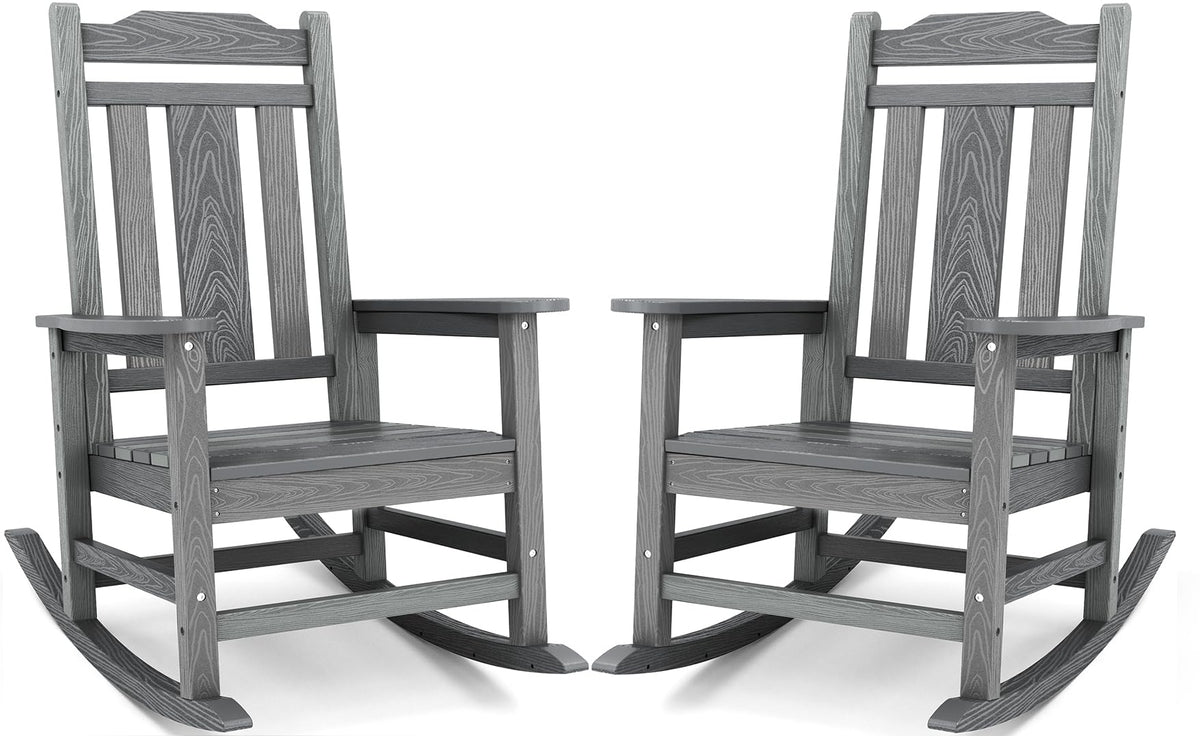 SERWALL Outdoor Rocking Chair Set of 2, Patio Rocking Chair, Brown