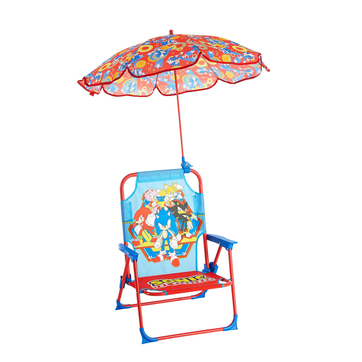 Sanrio Hello Kitty Kids Outdoor Folding Beach Chair with Umbrella,Portable Camp Chair for Ages 3+, Lightweight & Compact for Beach, Camping, and Backyard