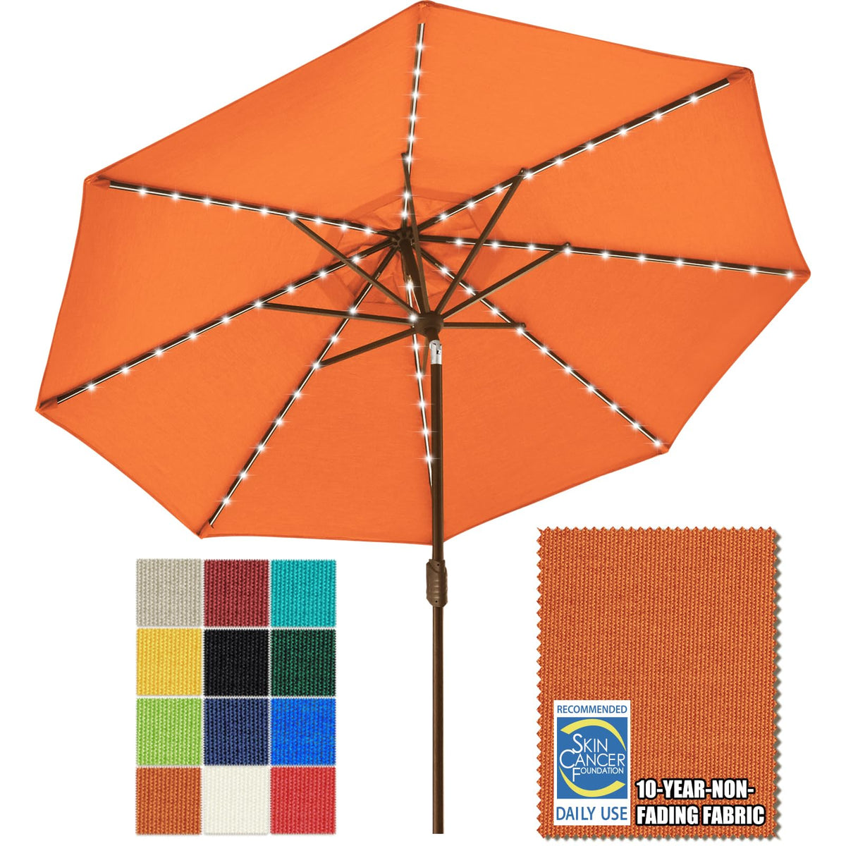 EliteShade USA 10-Year-Non-Fading 9ft 3-Tier Market Patio Umbrella, Commercial Table Umbrella with 80 Solar LED Lights, Crank Open, Windproof & UPF 50+ UV Protection for Garden, Deck, Pool, Backyard, Heather Beige