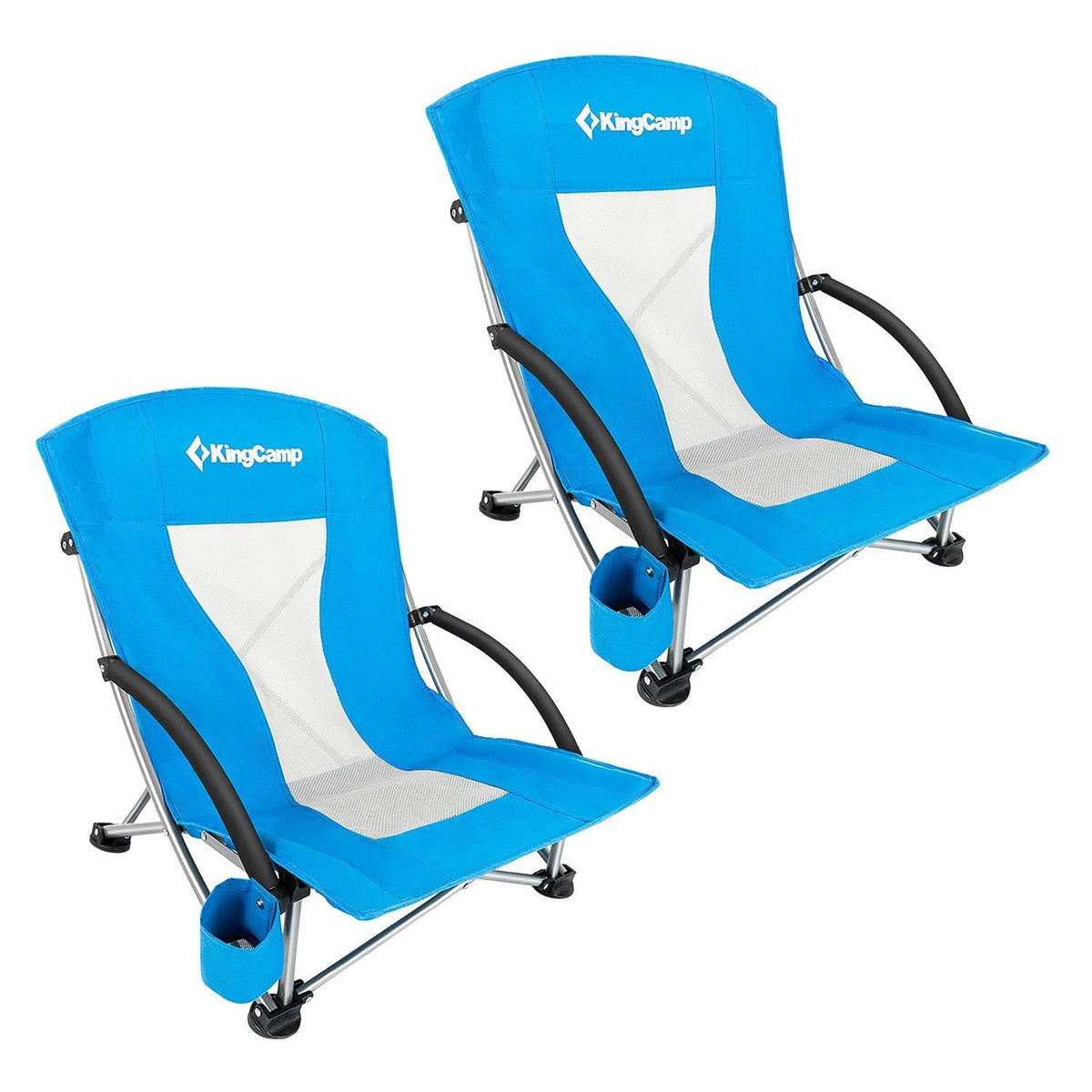 KingCamp Low Beach Chairs 2 Pack, Folding Portable High Back Chair