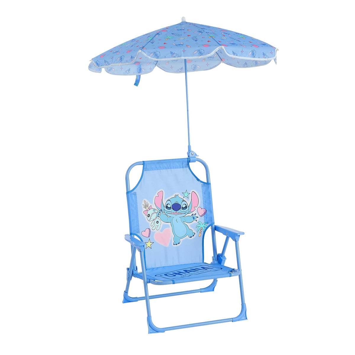 Sanrio Hello Kitty Kids Outdoor Folding Beach Chair with Umbrella,Portable Camp Chair for Ages 3+, Lightweight & Compact for Beach, Camping, and Backyard