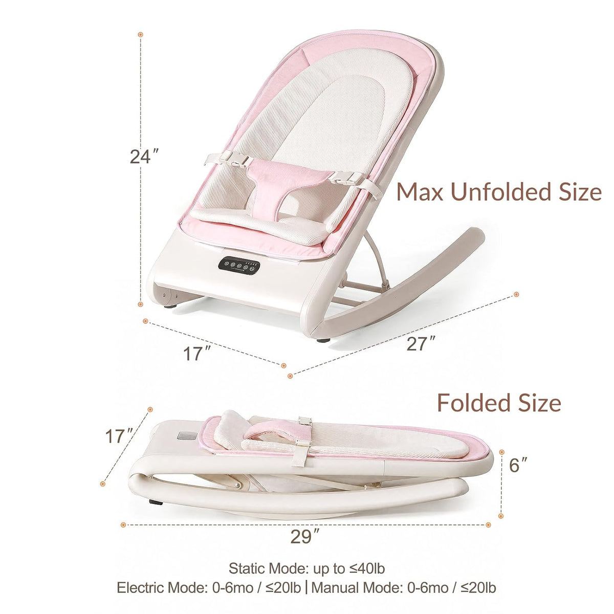 VaVaSoo Baby Rocker for Infants, Portable Baby Rocking Chair, Pink