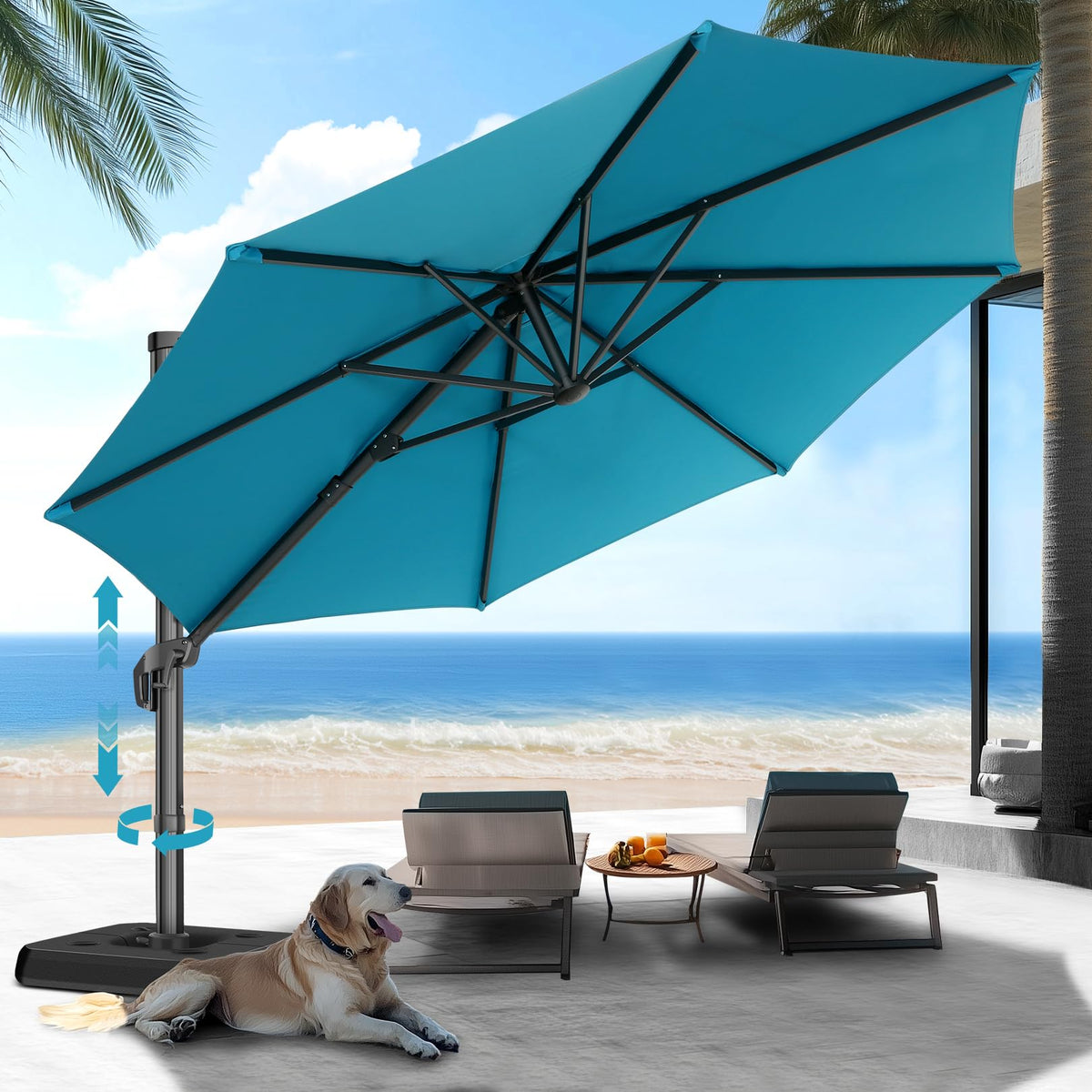 HOTEEL 10x10ft Patio Umbrella Cantilever Umbrella Double Top - Upgrade and Intensify - 360 Rotation and 5 Angles Adjustment - Aluminum Offset Pool Umbrella Outdoor Umbrellas for Patio Garden Deck Pool