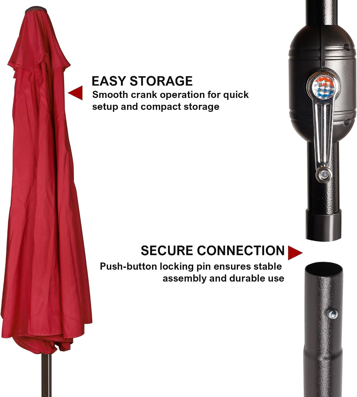 Blissun 9' Outdoor Patio Umbrella, Outdoor Table Umbrella, Yard Umbrella, Market Umbrella with 8 Sturdy Ribs, Push Button Tilt and Crank