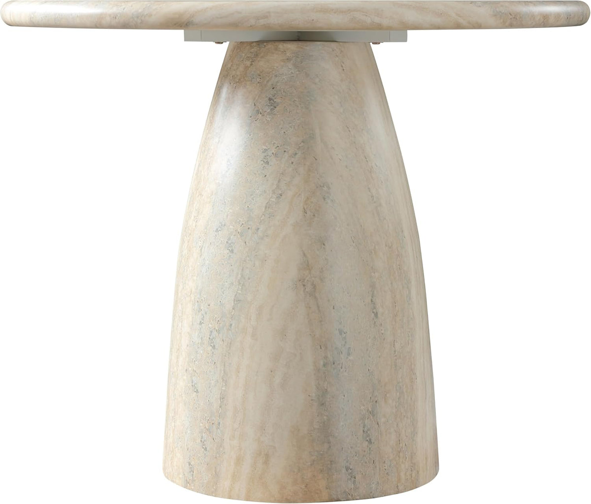 Meridian Furniture Cosenza Collection Art Deco 36 in Indoor/Outdoor Concrete Dining Table in Travertine Finish