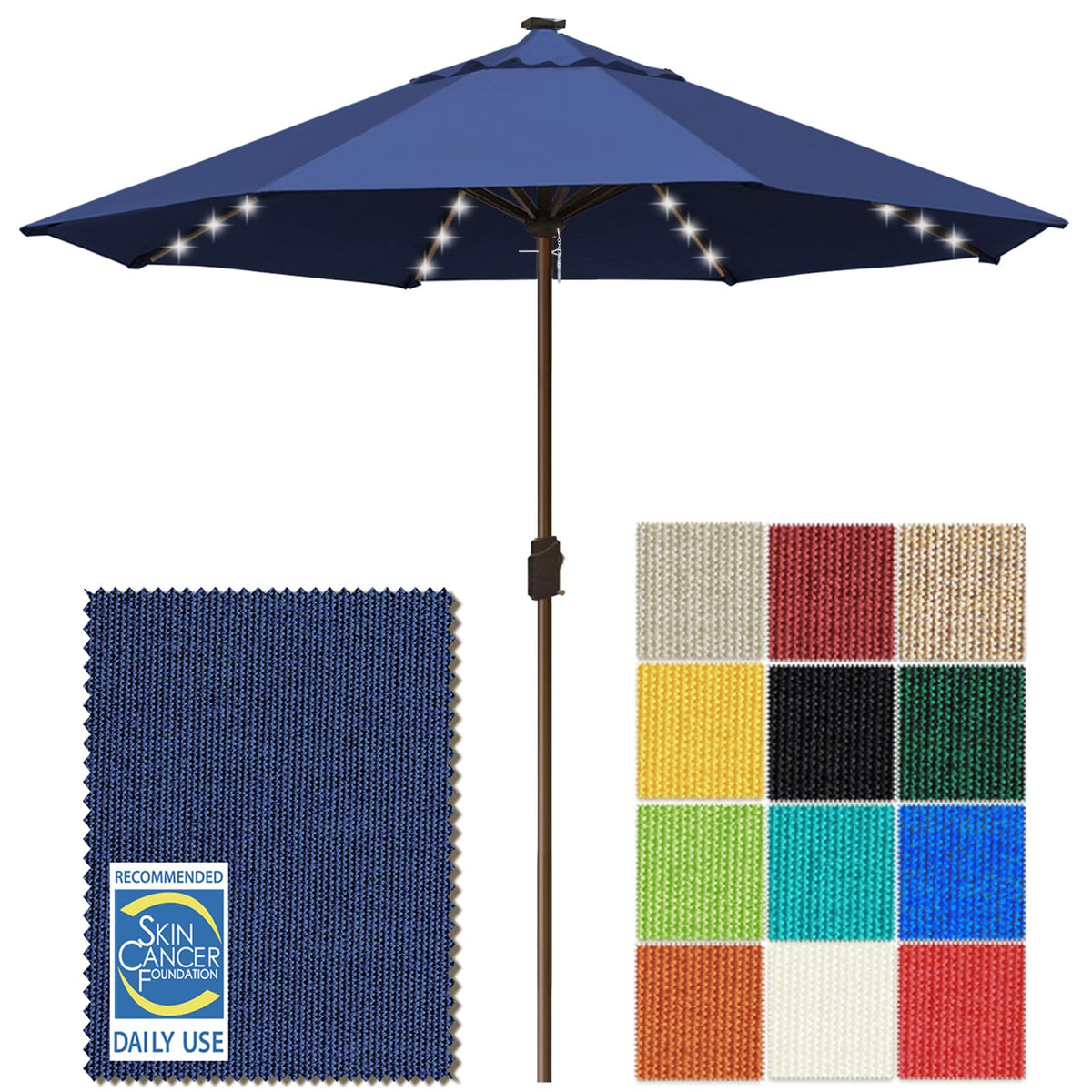 EliteShade USA 10-Year-Non-Fading 9ft 3-Tier Market Patio Umbrella, Commercial Table Umbrella with 80 Solar LED Lights, Crank Open, Windproof & UPF 50+ UV Protection for Garden, Deck, Pool, Backyard, Heather Beige