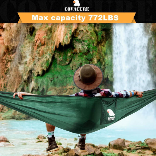 Covacure Camping Hammock, 772 lbs Capacity Double Hammock - Dark Green