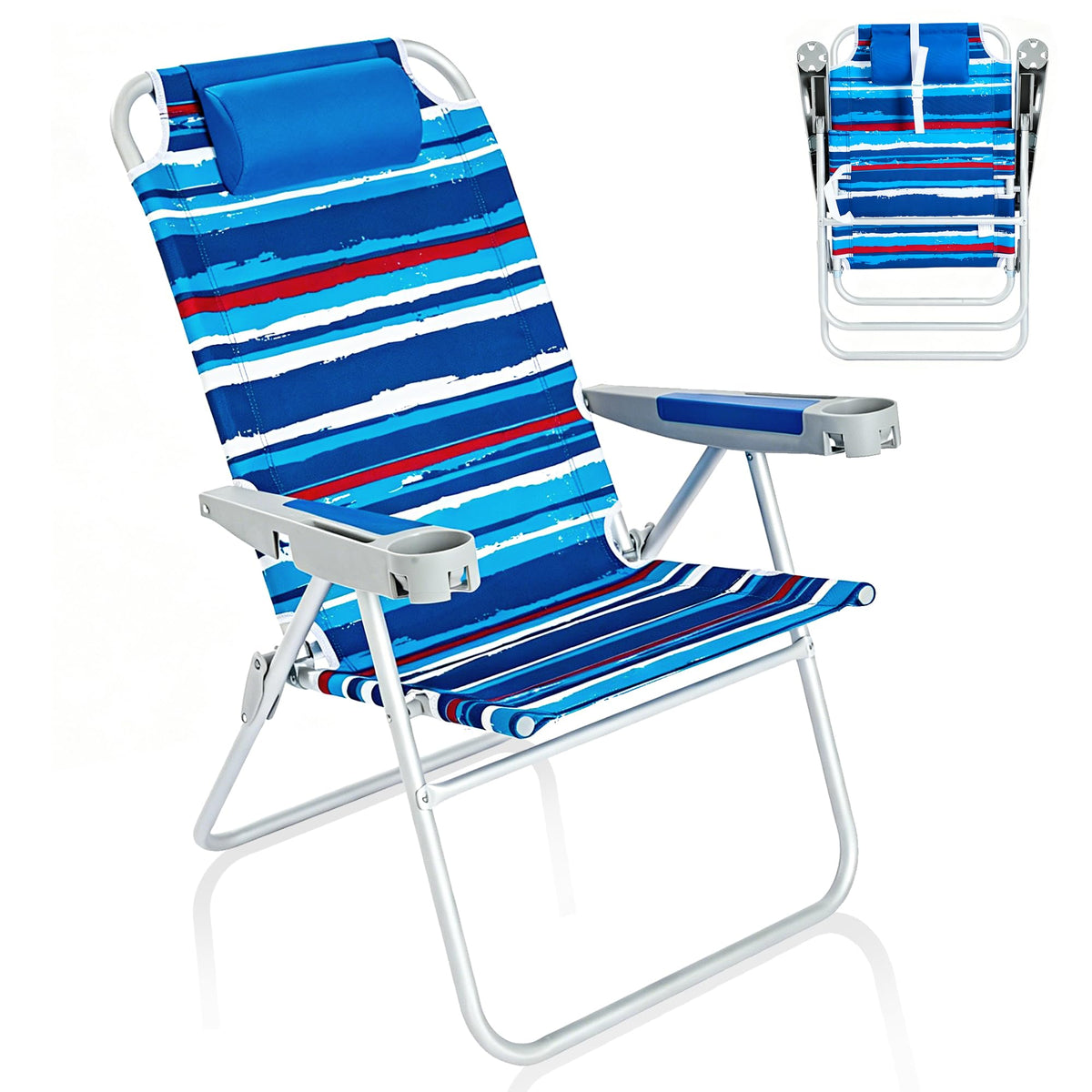 SUNNYFEEL Tall Beach Chair for Adults, High Back High Seat Folding Chairs