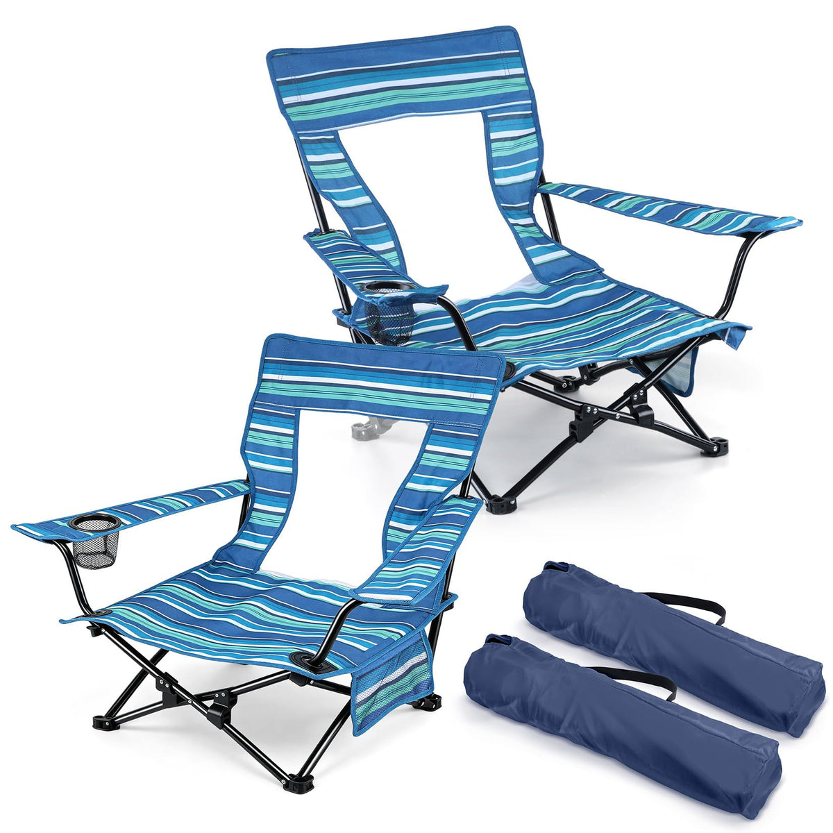 Joyfair Beach Camping Chair (2 Pack), Folding Chair for Adults (Blue)