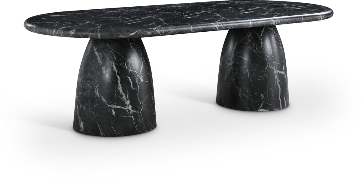Meridian Furniture 702Brown-T Cosenza Collection Art Deco 78" Indoor/Outdoor Concrete Dining Table with Brown Marble Finish, 78" W x 44.5" D x 30" H, Brown