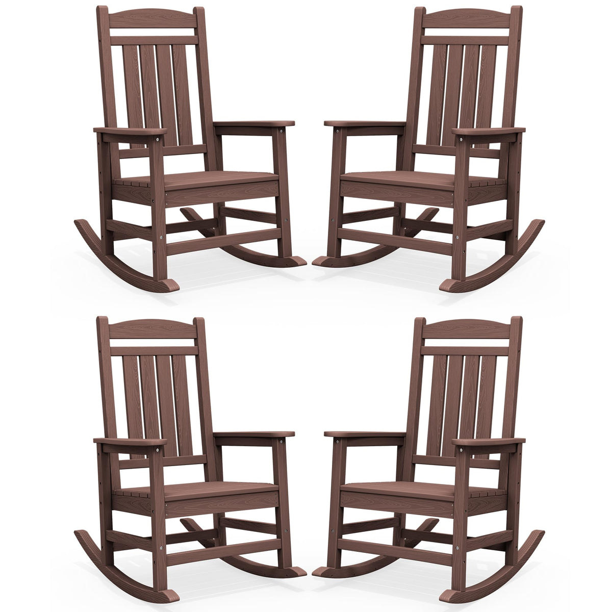 SERWALL Outdoor Rocking Chair Set of 2, Patio Rocking Chair, Brown