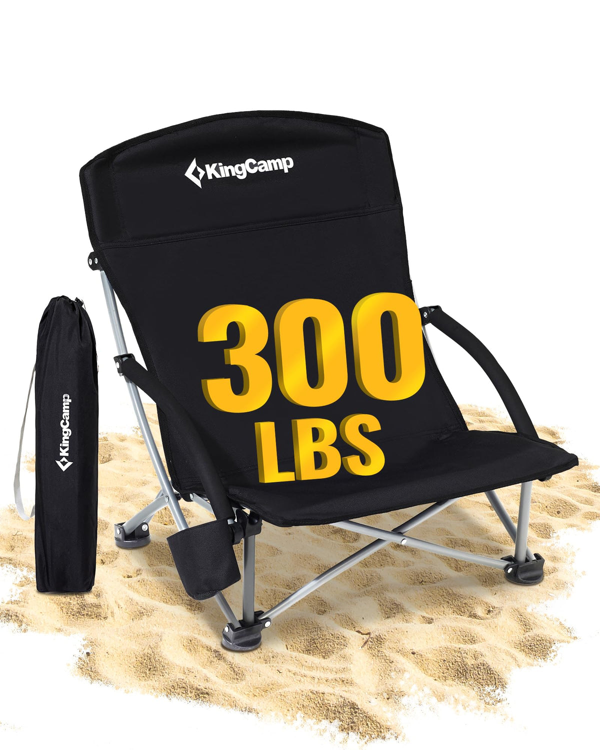 KingCamp Low Beach Chairs 2 Pack, Folding Portable High Back Chair