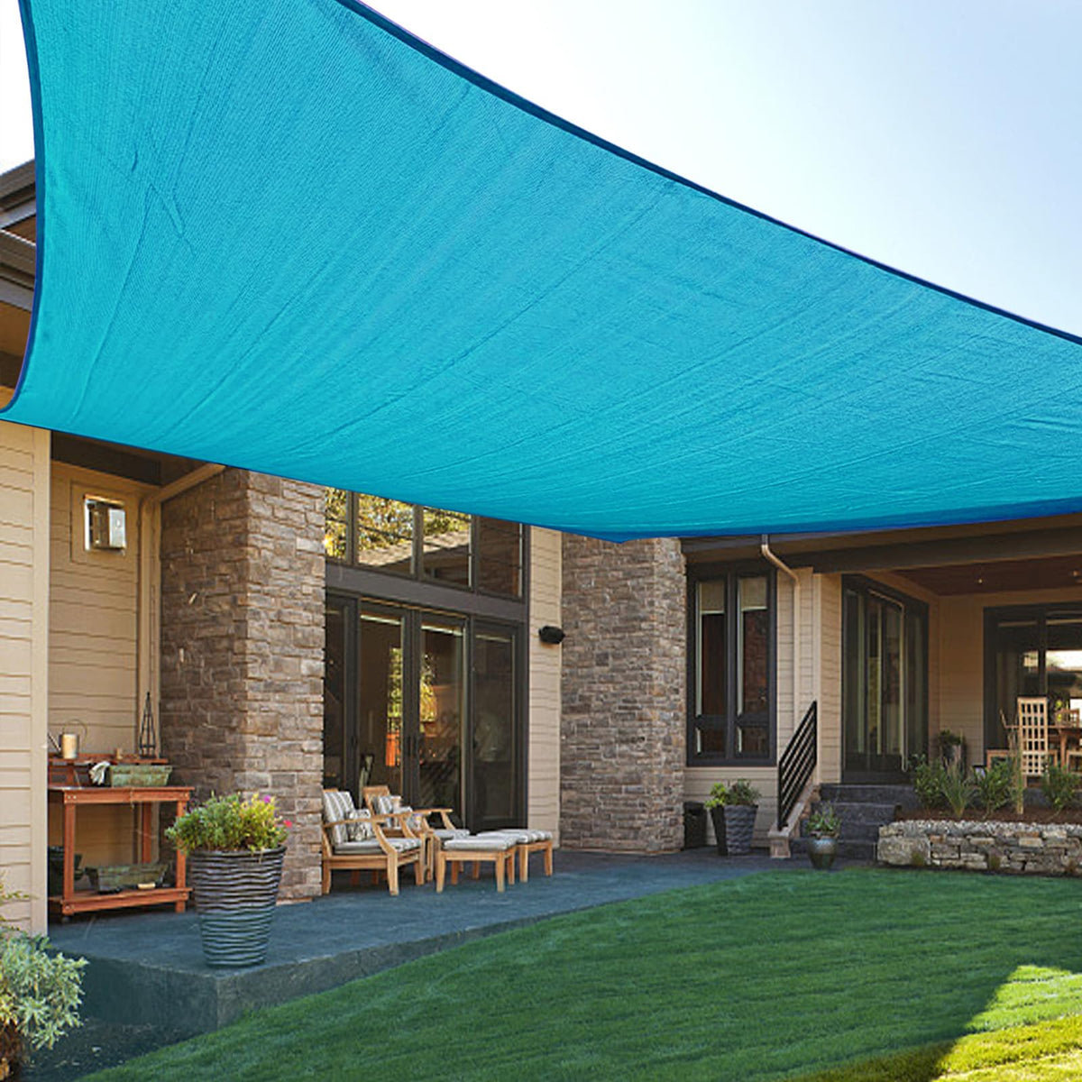 LOVE STORY 12' x 12' x 12' Triangle Sun Shade Sail for Patio Turquoise Blue