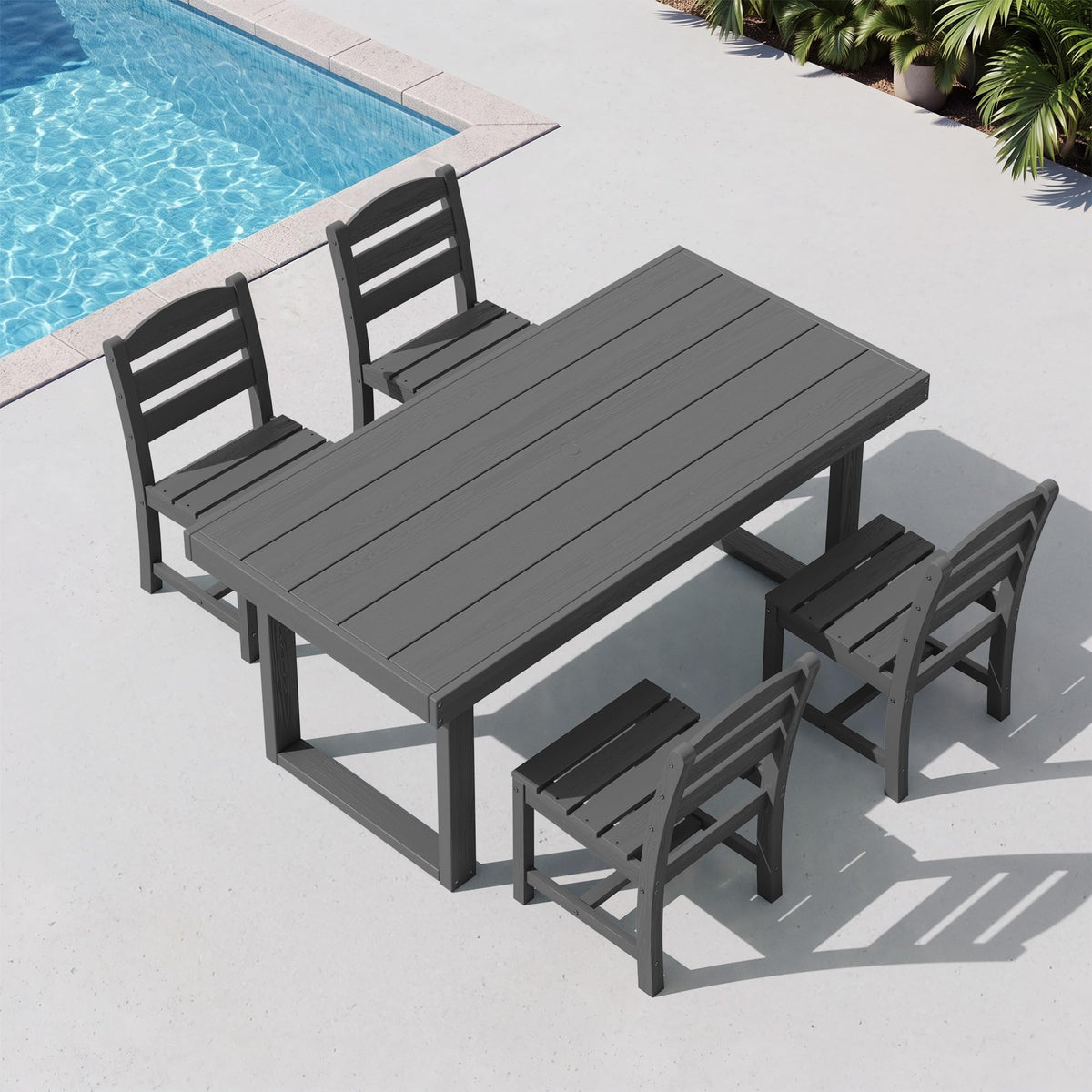 SERWALL HDPE Outdoor Dining Set for 4, 67'' Patio Table and Chairs Set