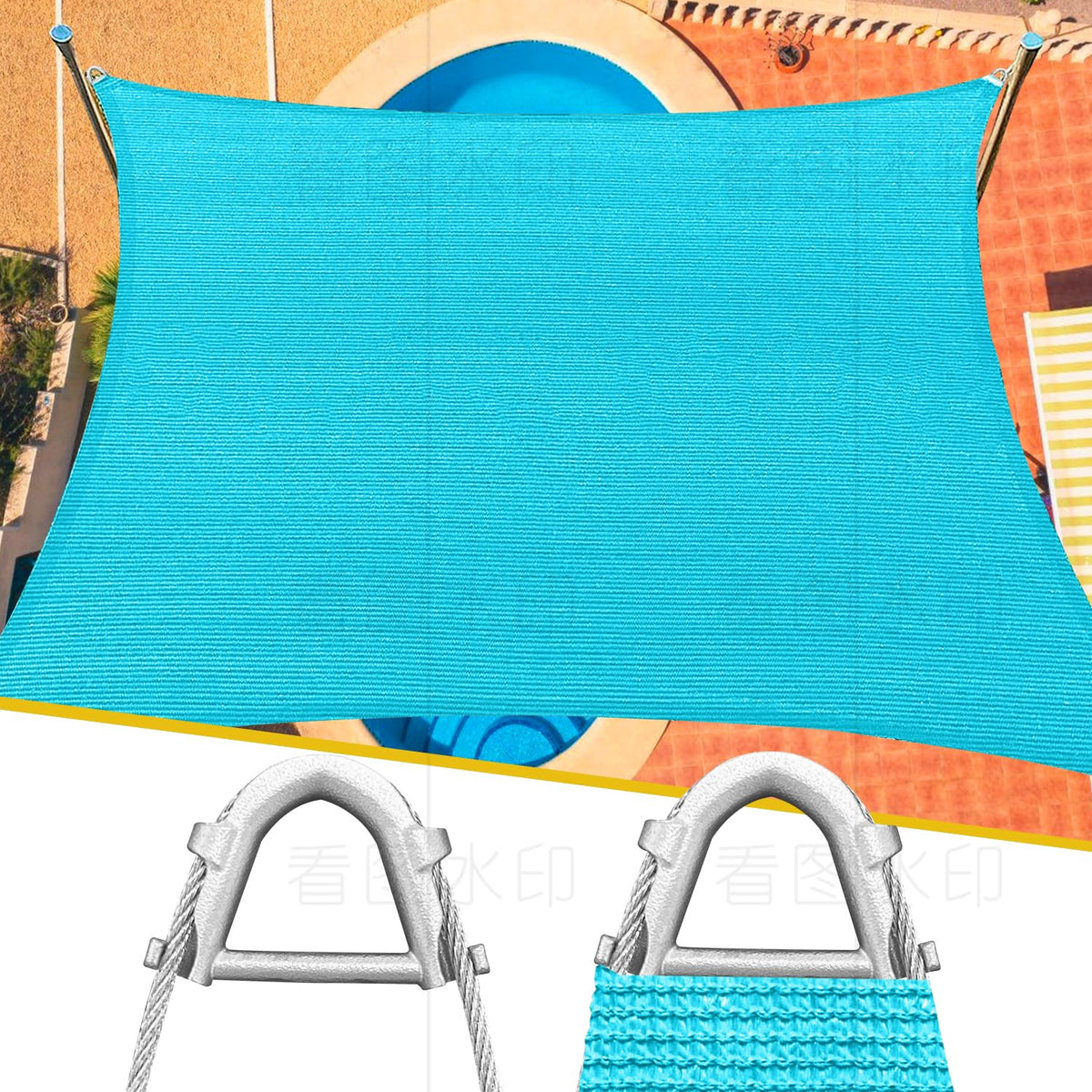 16'x20' Sun Shade Sail Rectangle Outdoor UV Block Square Canopy Sunshade Cover for Backyard Porch Pergola Deck Garden Patio, Turquoise