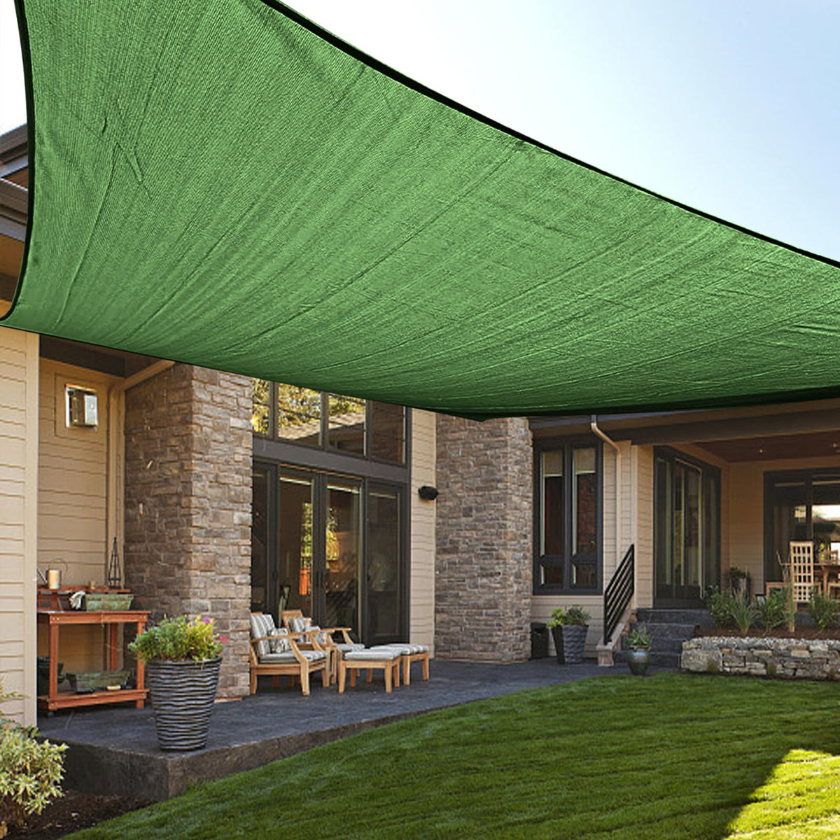 LOVE STORY 16' x 16' x 16' Triangle Sun Shade Sail for Patio, Terra Red