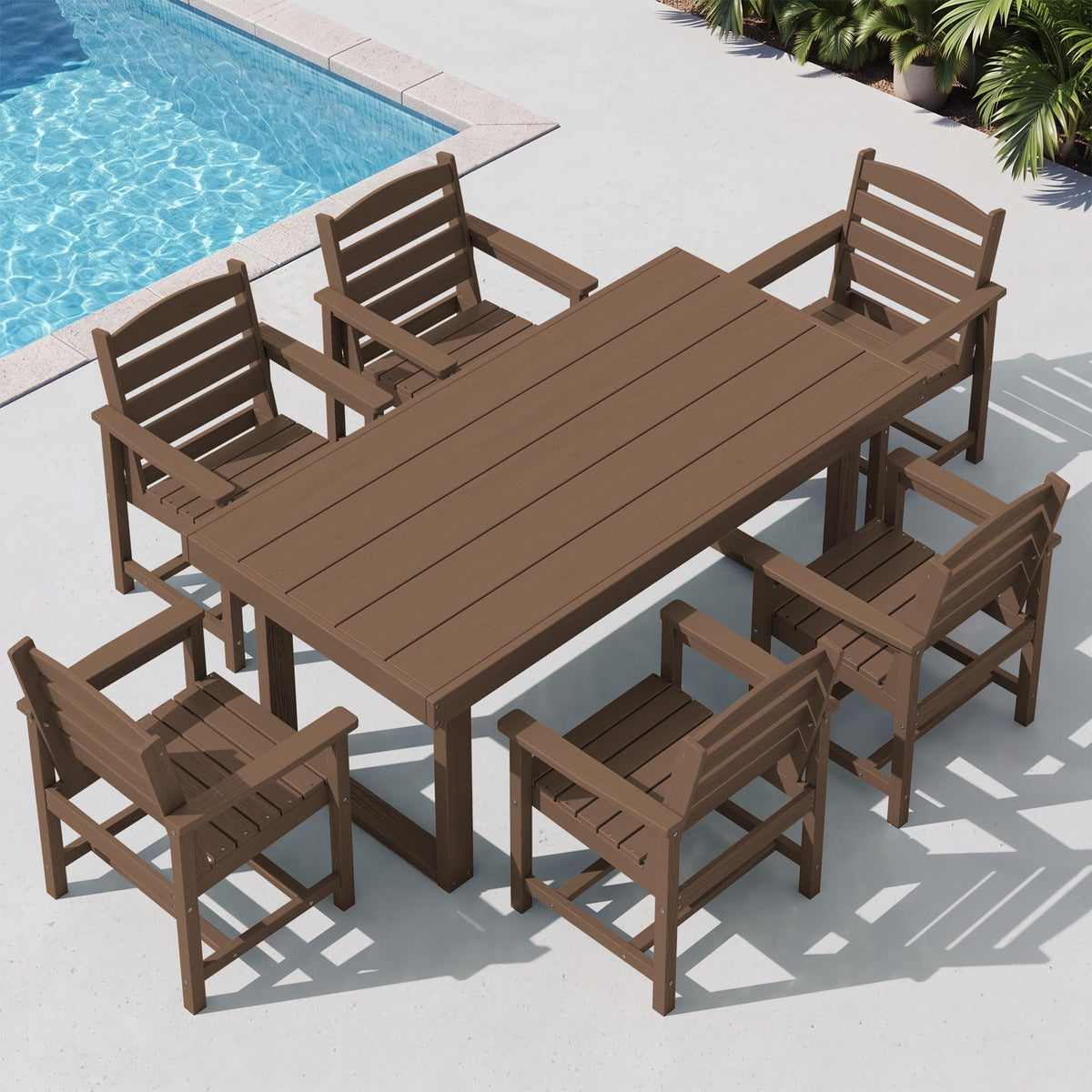 SERWALL HDPE Outdoor Dining Set for 4, 67'' Patio Table and Chairs Set