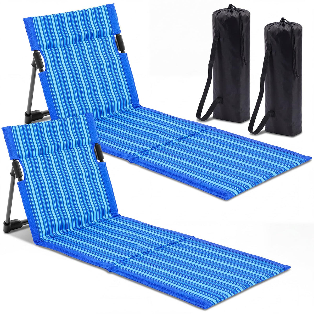 2 Pcs Foldable Beach Pool Chairs Portable Folding Adjustable Sun Chairs Poolside Seat for Edge of Pool for Beach Camping Picnic Lawn, 16 x 31 x 15.3 Inches, Sky Blue