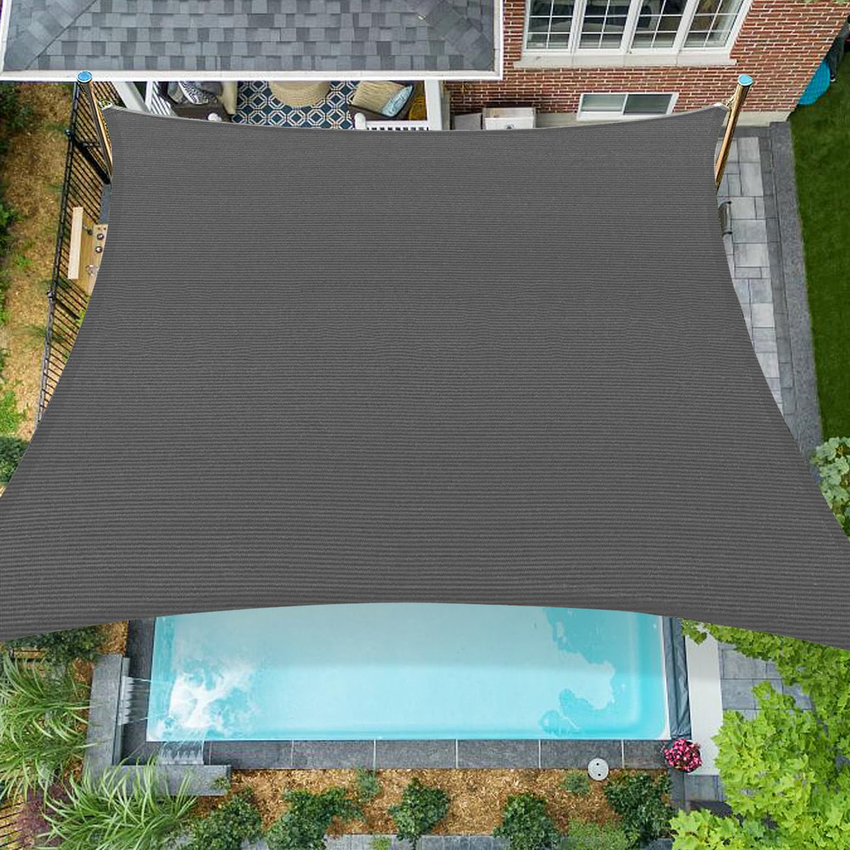 16'x20' Sun Shade Sail Rectangle Outdoor UV Block Square Canopy Sunshade Cover for Backyard Porch Pergola Deck Garden Patio, Turquoise