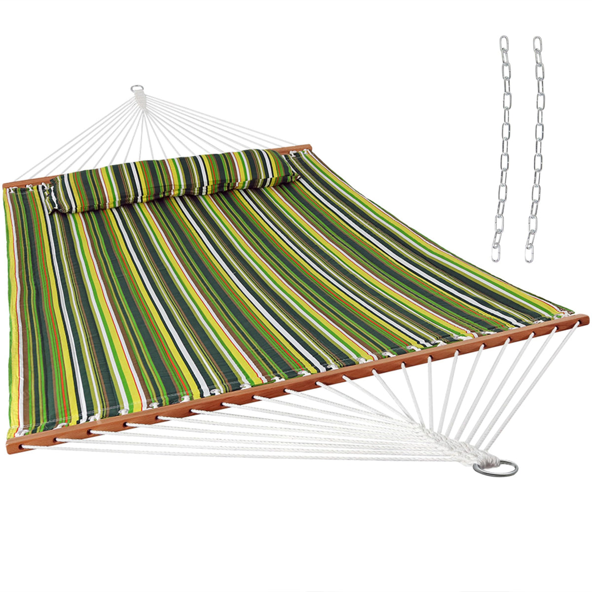 Sunnydaze Quilted Double Hammock for Outside with Pillow, Catalina Beach