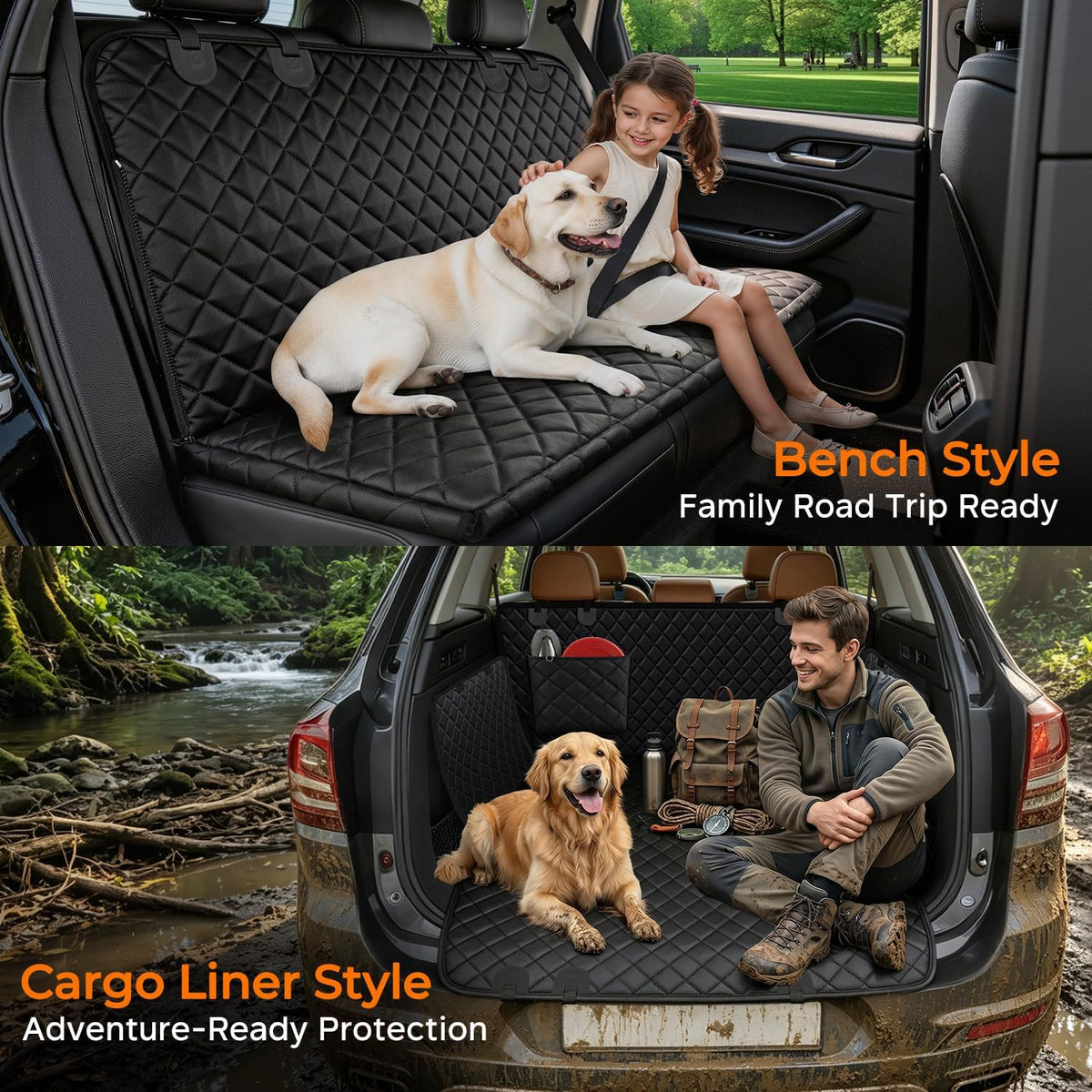 URPOWER Dog Car Seat Cover for Back Seat, Waterproof Hammock for Car & SUV