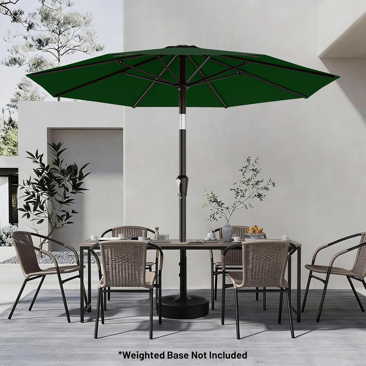 AreShark 9FT Outdoor Patio Umbrella with Tilt and Crank, Dark Green
