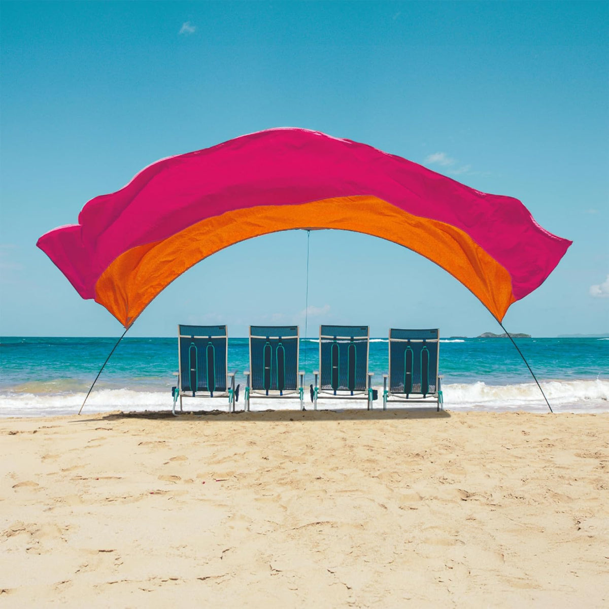 Shibumi Shade Mini Quiet Canopy Version | Beach Canopy Wind-Powered Portable Sun Shade | Provides 75 Sq. Ft. of Shade for up to 4 People | Sets up in 2 Min | Beach Tent | Wind Assist Included