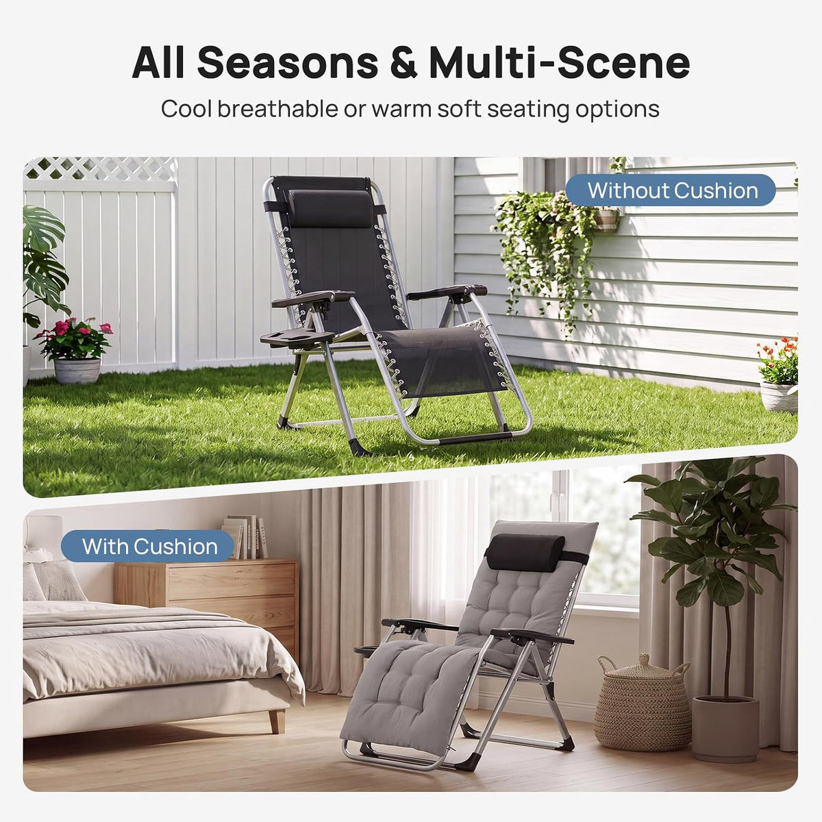 DUMOS Zero Gravity Chair, Lounge Chair Outdoor with Cup Holder