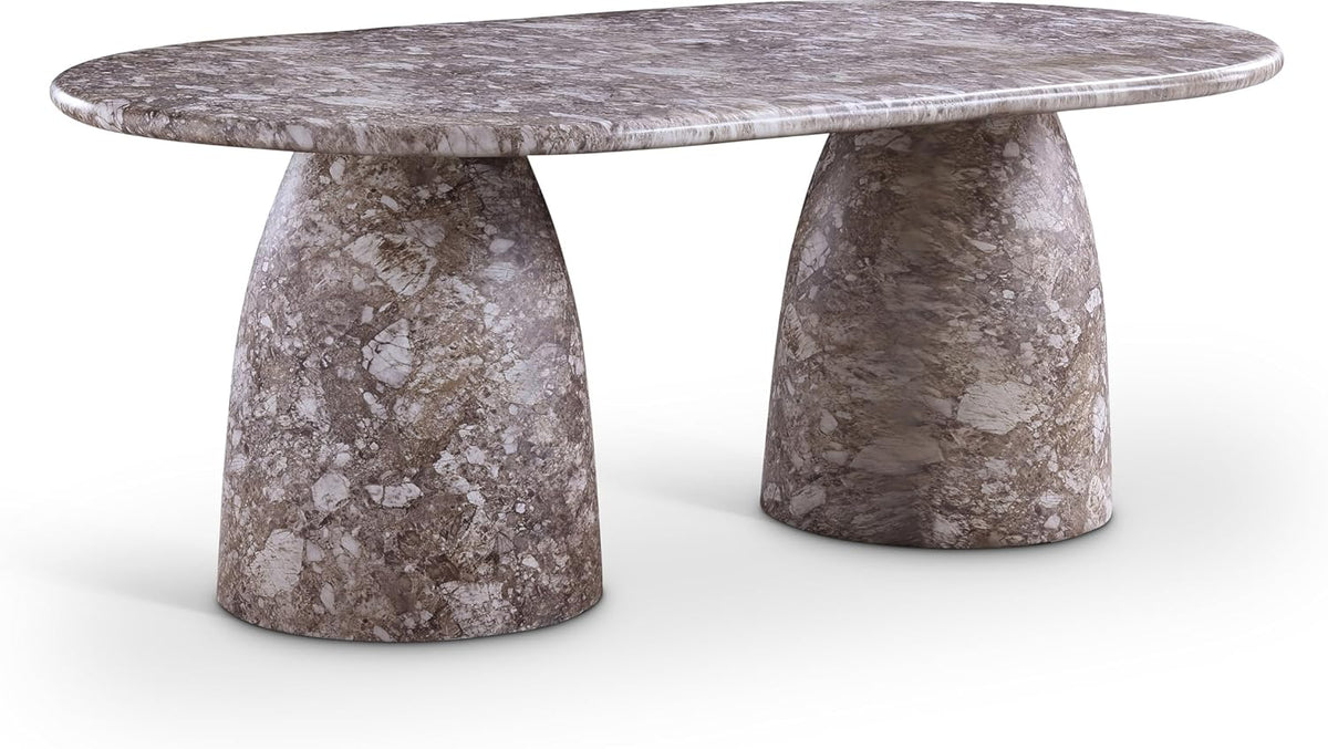 Meridian Furniture 702Brown-T Cosenza Collection Art Deco 78" Indoor/Outdoor Concrete Dining Table with Brown Marble Finish, 78" W x 44.5" D x 30" H, Brown