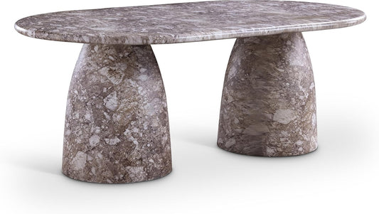 Meridian Furniture 702Brown-T Cosenza Collection Art Deco 78" Indoor/Outdoor Concrete Dining Table with Brown Marble Finish, 78" W x 44.5" D x 30" H, Brown