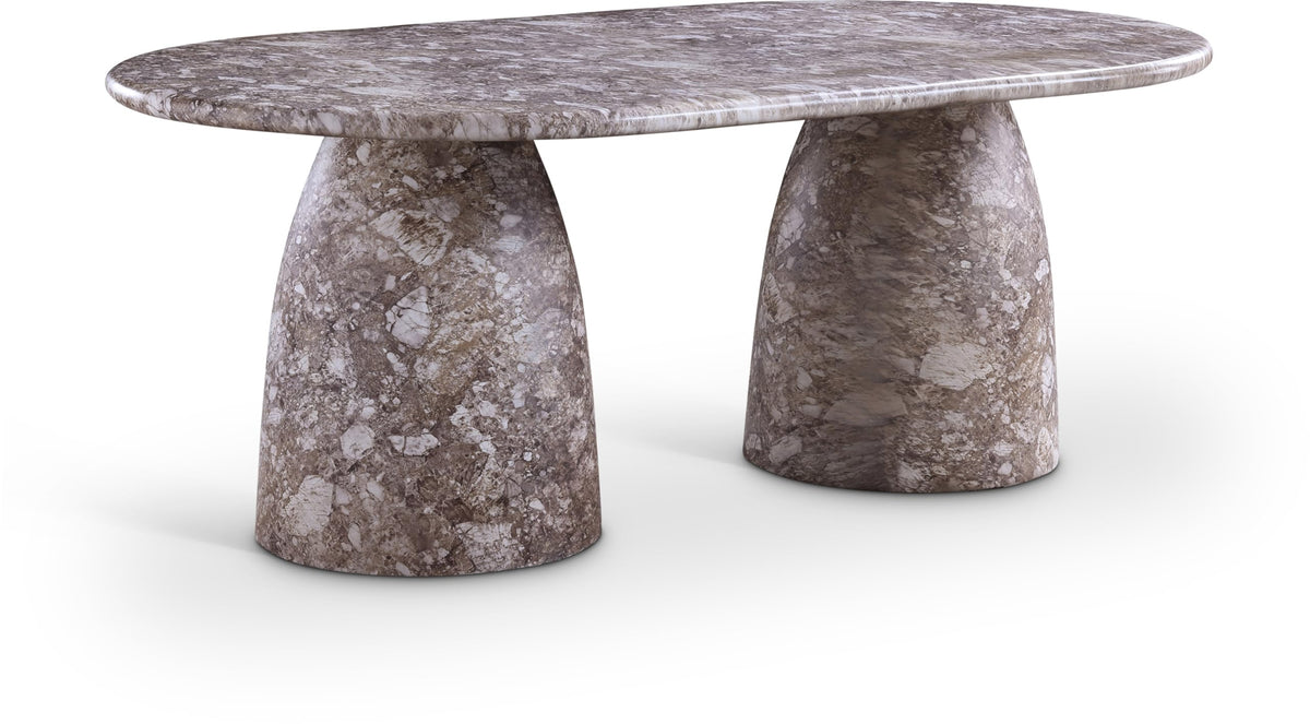 Meridian Furniture 702Brown-T Cosenza Collection Art Deco 78" Indoor/Outdoor Concrete Dining Table with Brown Marble Finish, 78" W x 44.5" D x 30" H, Brown