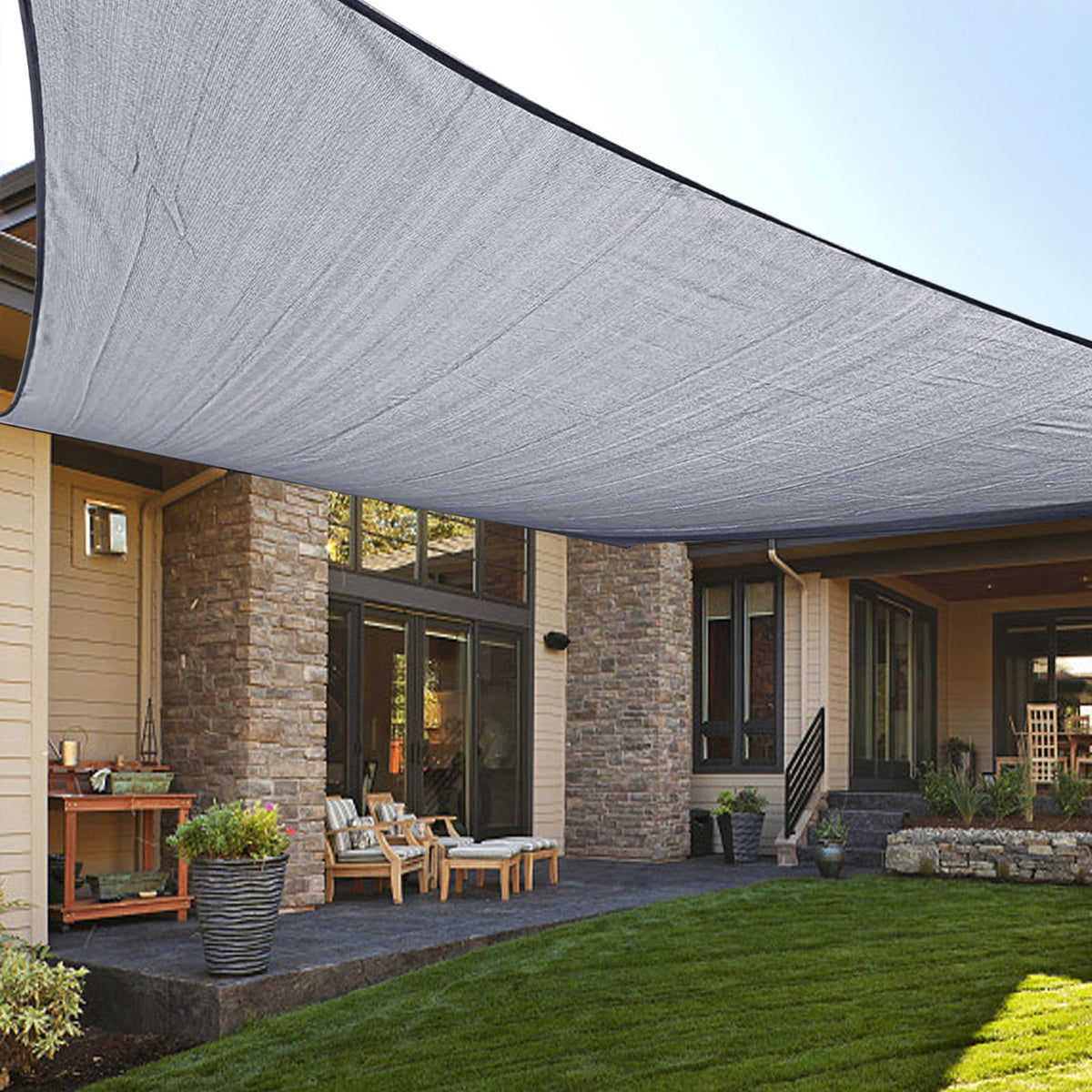 LOVE STORY 16' x 16' x 16' Triangle Sun Shade Sail for Patio, Terra Red