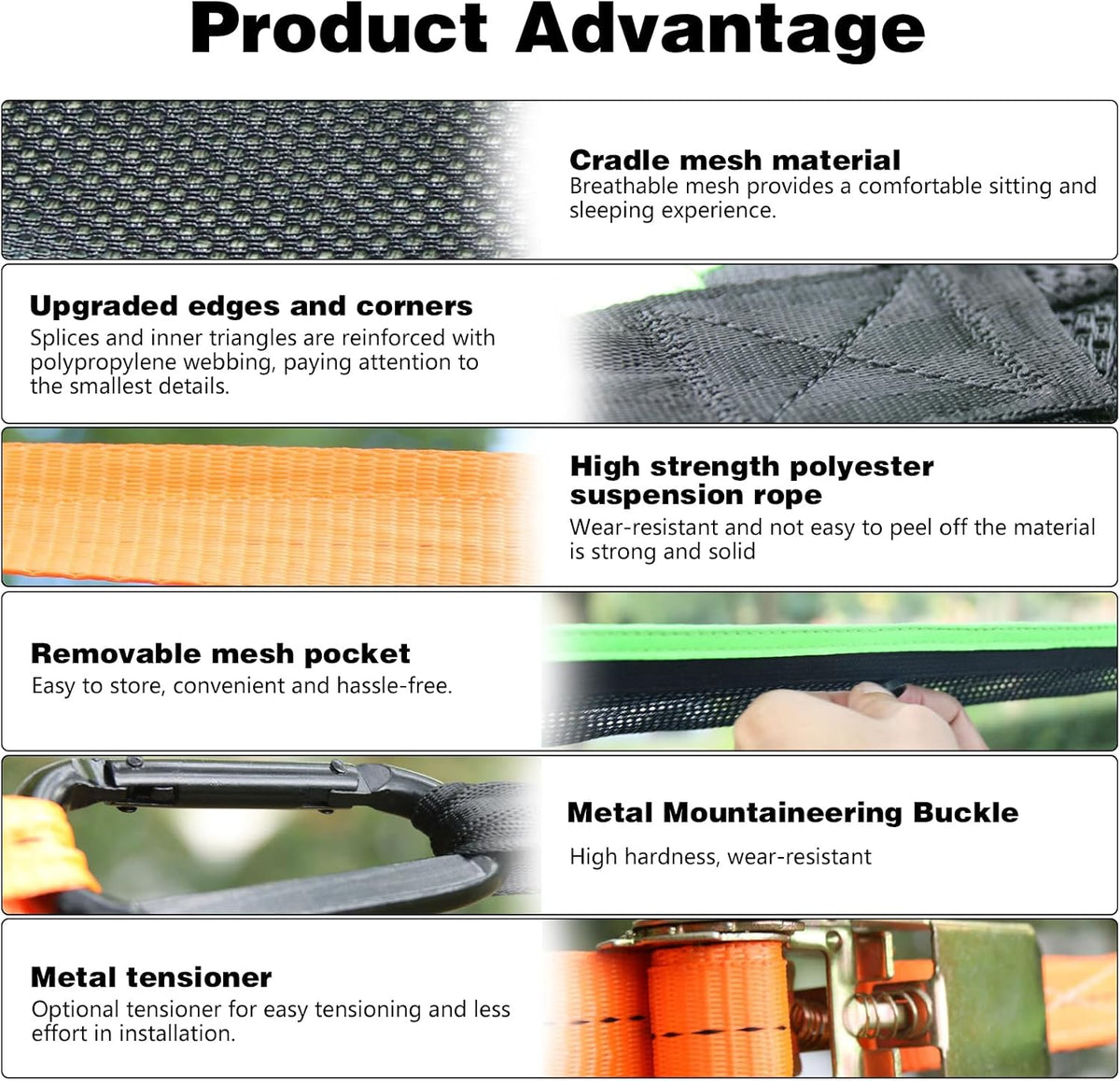 Triangle Hammock,13ft Triangle Camping Hammock, with 3 Ratchet Tie Down Straps and Storage Bag, Max 800 Lbs,Multi Person Portable Hammock for Adults Kids,for Travel Backyard Outdoor Garden Camping