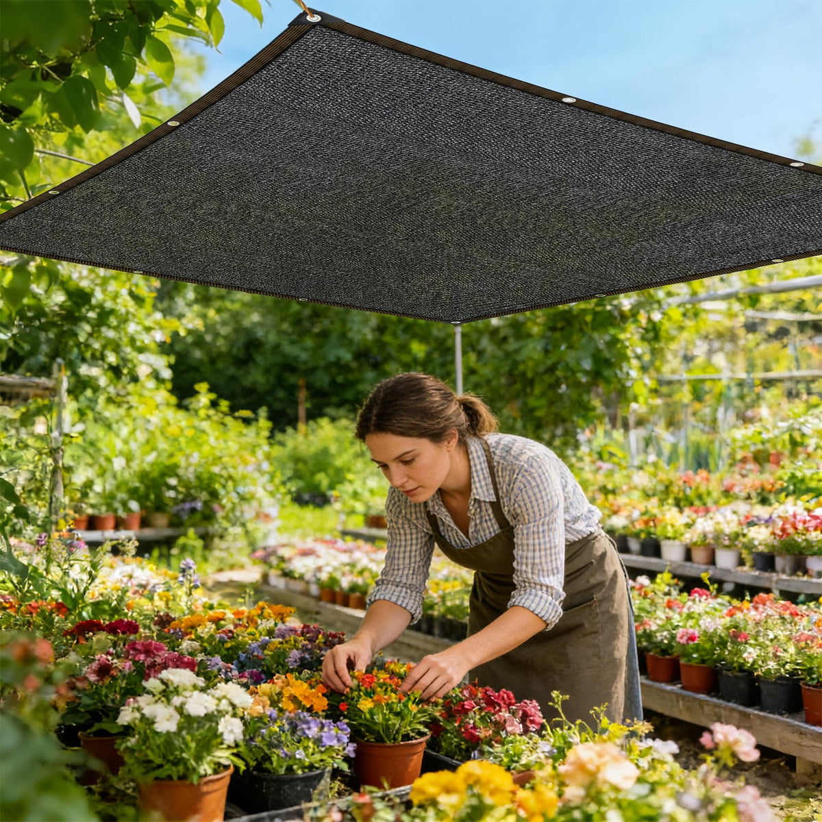 Shade-Cloth 85-90% for Garden Plants 7x7 FT, Black Sun-Block Shade Cover Mesh Tarp with Grommets Sun Shade Canopy for Outdoor Pergola Patio Flower Lawn Kennel Chicken Coop