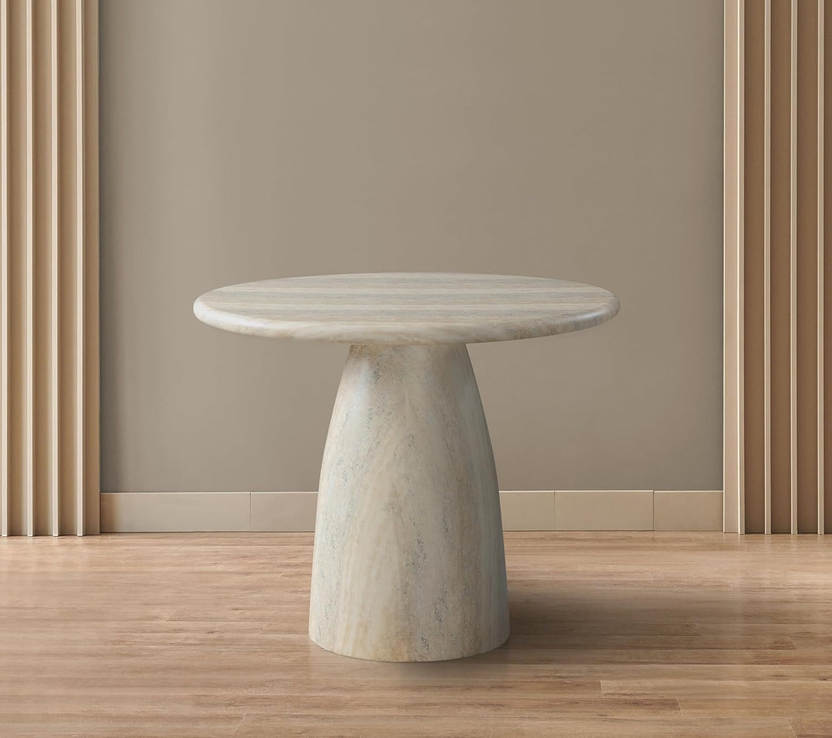 Meridian Furniture Cosenza Collection Art Deco 36 in Indoor/Outdoor Concrete Dining Table in Travertine Finish