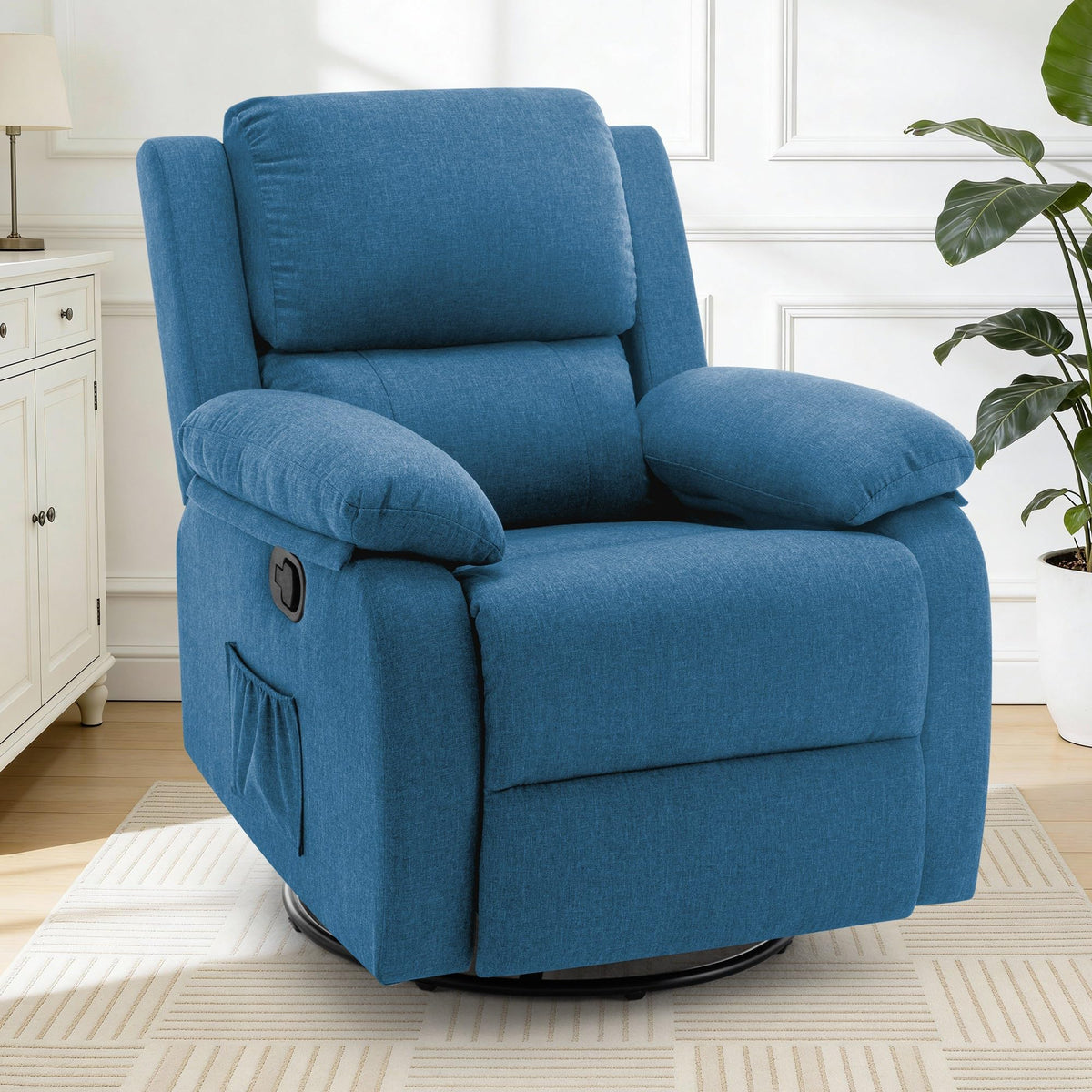 Korser Recliner Chair, 360 Swivel Rocker Chair for Adults, Small Rocking Recliner for Small Spaces, Upholstered Fabric Glider Recliner Nursery