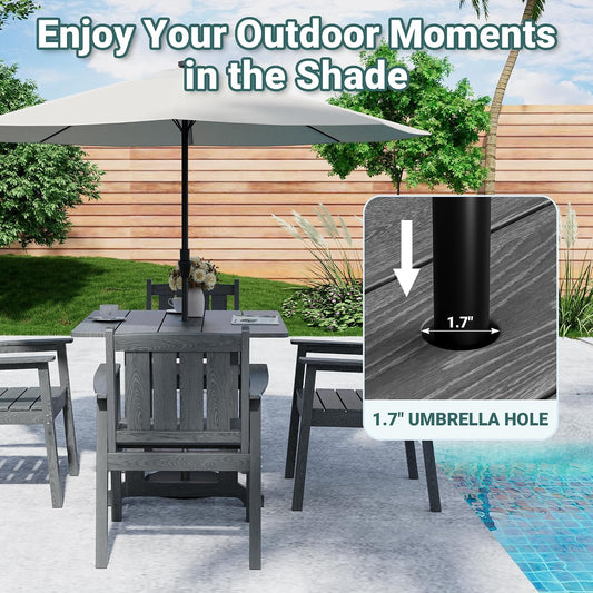 Pamapic Patio Dining Table Set, 5-Piece Outdoor Dining Set for 4, Grey