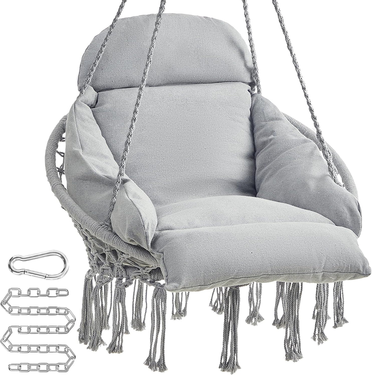 SONGMICS Hanging Chair, Boho Swing Chair with Large, Thick Cushion