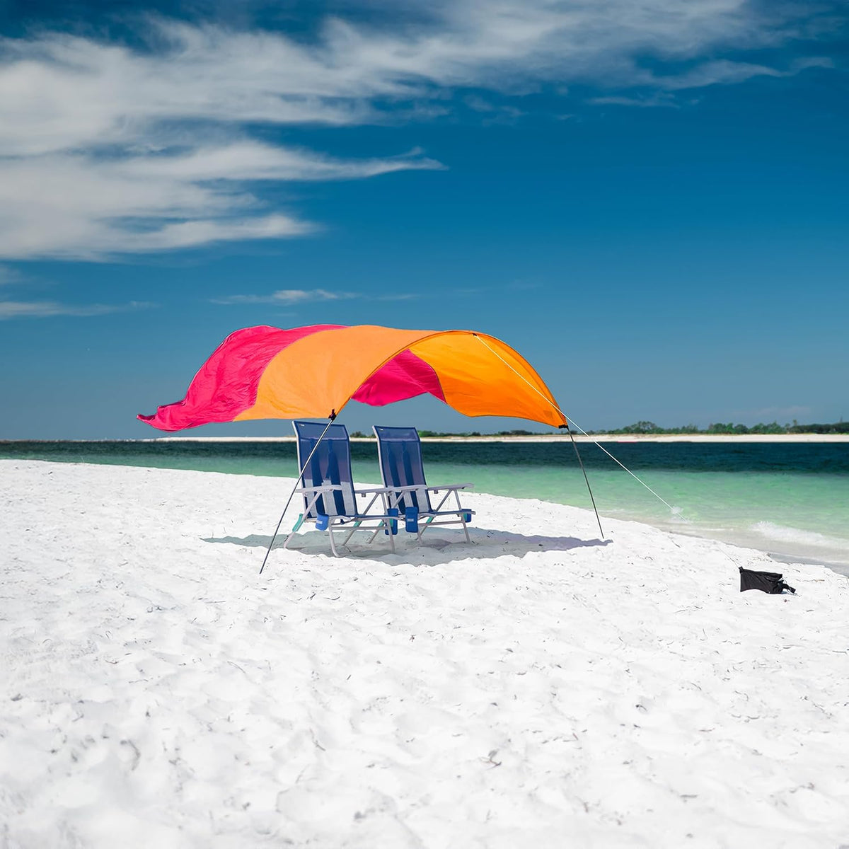 Shibumi Shade Mini Quiet Canopy Version | Beach Canopy Wind-Powered Portable Sun Shade | Provides 75 Sq. Ft. of Shade for up to 4 People | Sets up in 2 Min | Beach Tent | Wind Assist Included