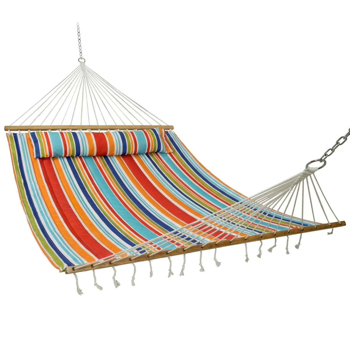 Sunnydaze Quilted Double Hammock for Outside with Pillow, Catalina Beach